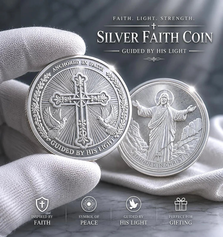 Faith in Jesus Silver Coin held in gloved hands